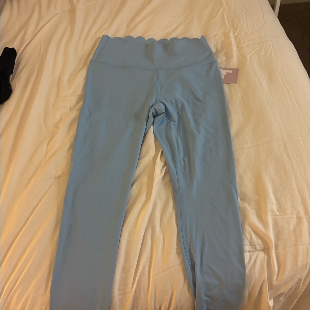 JoyLab Scalloped Waist Light Blue Leggings